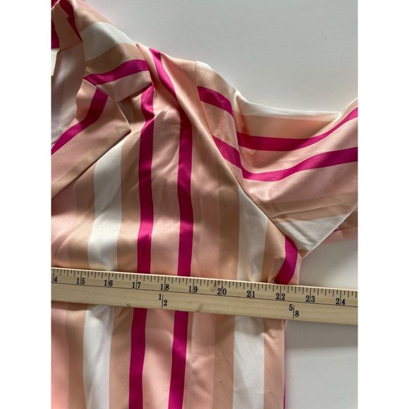 NOTES DU NORD Liv Striped Blouse 40 Wrap Collar Pink/White - Picture 13 of 14
